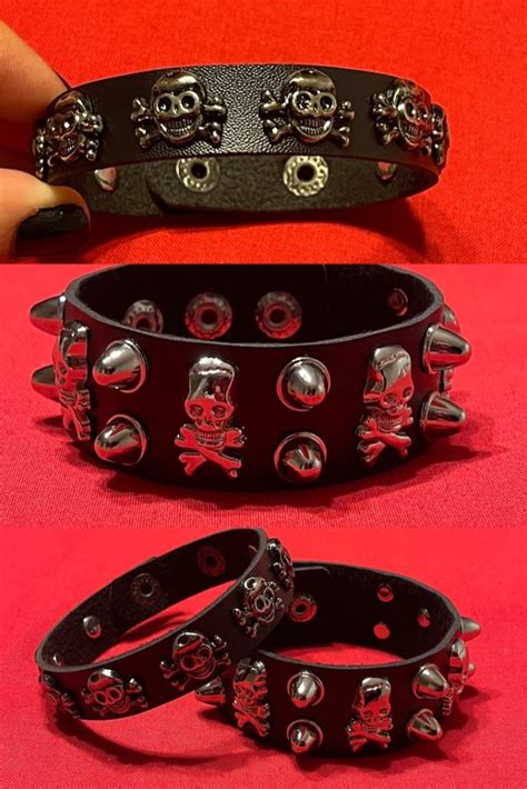 Spiked Skull Emo Goth Alt Faux Leather Cuff Bracelet Emo Accessories