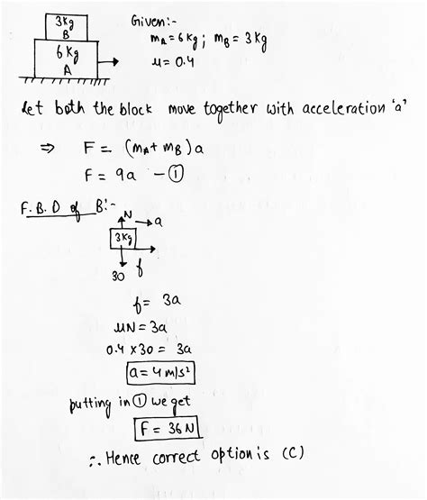 Two Blocks A And B Masses 6 Kg And 3 Kg Rest On A Smooth Horizontal