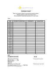 Hourly Patient Turning Chart Download Printable PDF | Templateroller