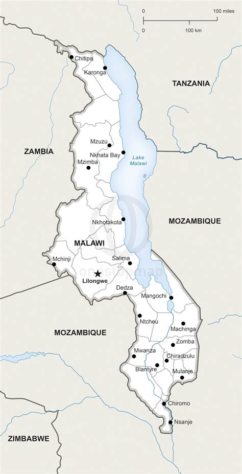 Vector Map of Malawi Political | One Stop Map