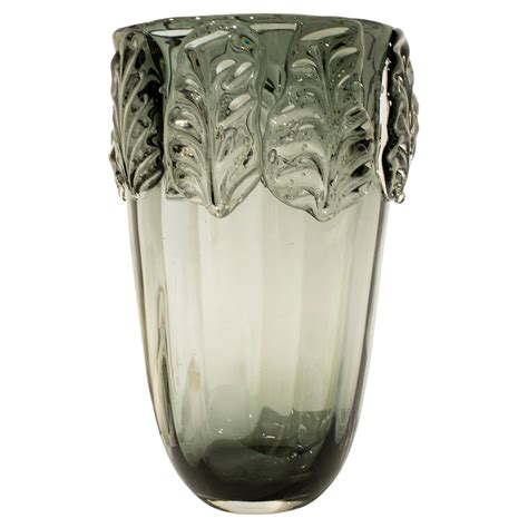 Handcrafted Semi Transparent Grey Color Glass Vase, Italy, 2024 For