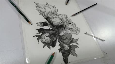 DIBUJO DE GOKU SSJ BLANCO Y NEGRO DIBUJO A GRAFITO HOW DRAWING TO