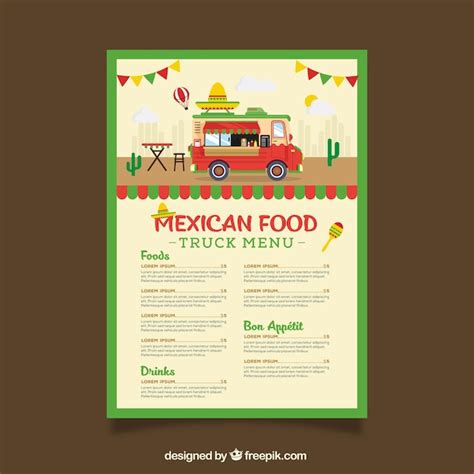 Food truck menu template wit mexican food Vector | Free Download