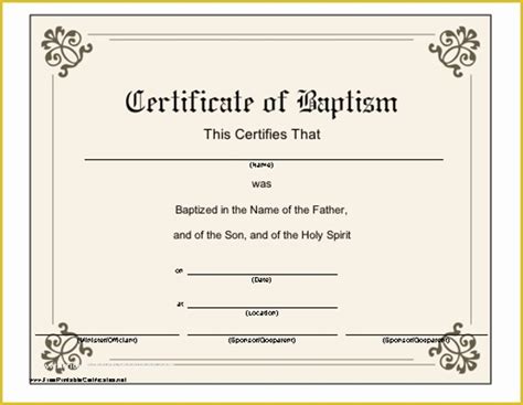 Free Baptism Certificate Template Word Of 20 Church Certificate ...