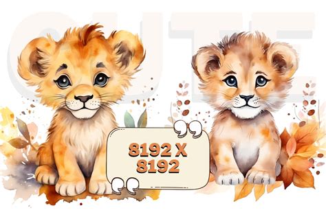 Cute Watercolor Lion Cub Sublimation HQ Graphic By Pro Aurora Designs