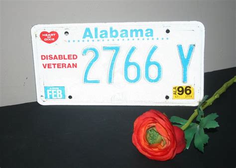 Alabama License Plate 1996 Disabled Veteran License Plate Etsy Disabled Veterans Mid Century