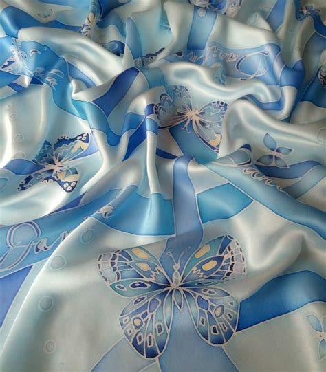 Personalized Blue Silk Scarf for Women Handpainted - Etsy