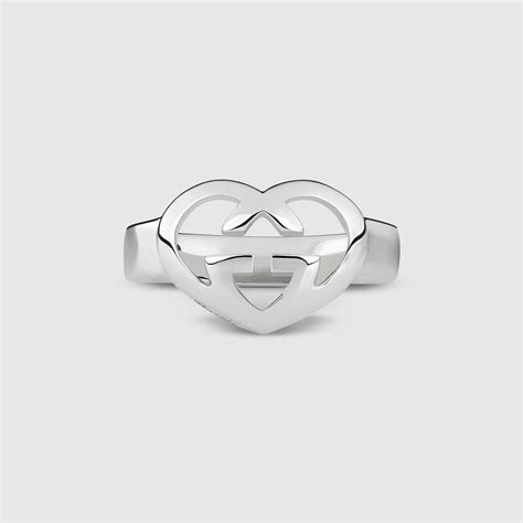 Gucci Heart Shaped Interlocking G Ring In Metallic Lyst