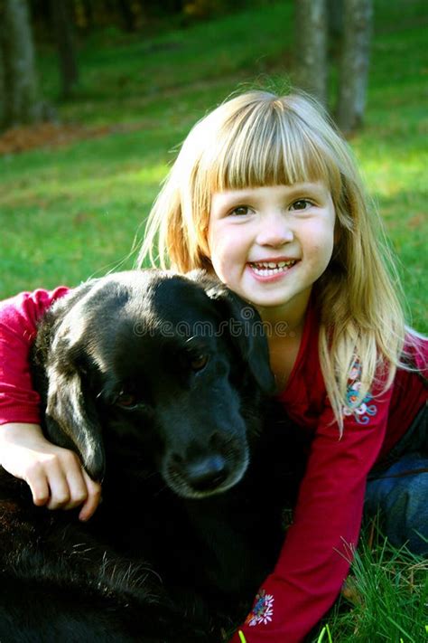 Girl And Her Dog Stock Image Image Of Cute Girl Animal 1317379