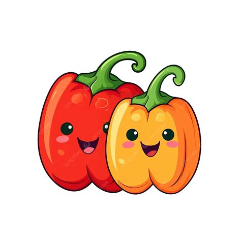 Bell Pepper Vegetable Cartoon Kawaii Style Bell Pepper Vegetable Mascots Isolated Illustration