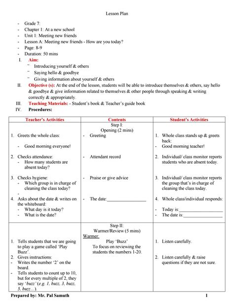 Grade 8 English Detailed Lesson Plan