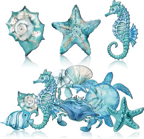 Amazon Blulu Pcs Metal Beach Wall Decor Hanging Sea Life Decor