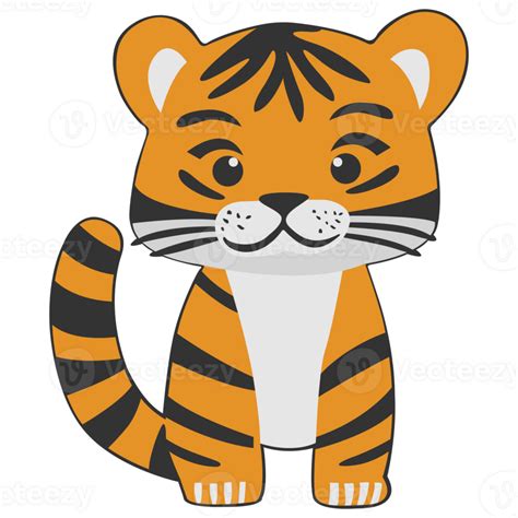 Tiger clipart icon vector flat design on transparent background, animal ...