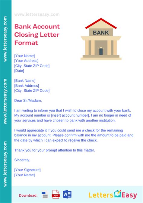 15 Bank Account Closing Letter Format Email Template Examples Closing Account Email Template