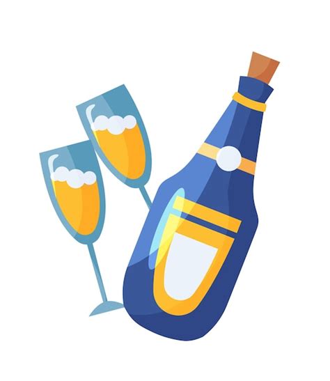 Premium Vector Champagne Bottle And Glass Cheers Celebration Vector