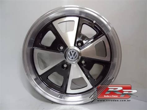 Jogo De Roda Vw Fusca Replica Kr R X Preto Diamantado X Rr Rodas