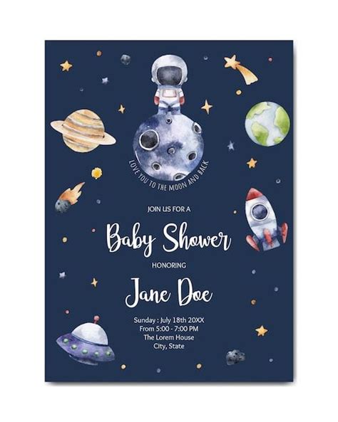 The Space Themed Baby Shower Is Shown