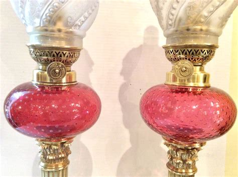 Antiques Atlas Fabulous Pair Of Antique Ruby Glass Peg Oil Lamps