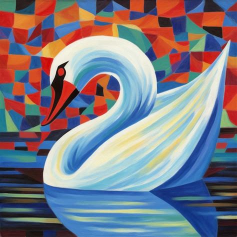 Pintura Estilo Cubismo De Um Cisne Foto Premium