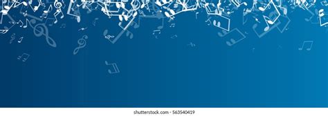 Blue Musical Banner White Notes Vector Stock Vector Royalty Free