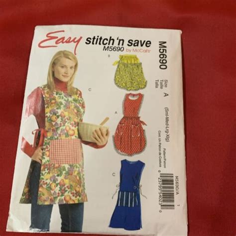 McCalls M5690 Easy Stitch N Save Apron Sewing Pattern Small XL Cut EBay