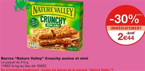 Promo Nature Valley Barres Crunchy Avoine Et Miel Chez Monoprix