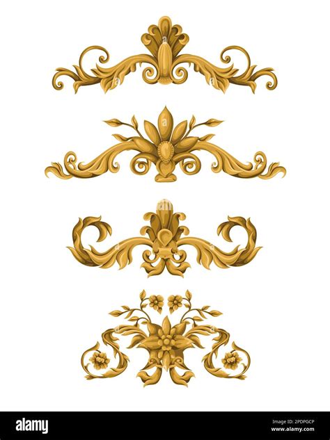 Gold Baroque Elements Isolated Vector Stock Vector Image Art Alamy