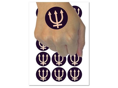 Astronomy Neptune Astrology Planet Symbol Temporary Tattoo Water Resistant Fake Body Art Set