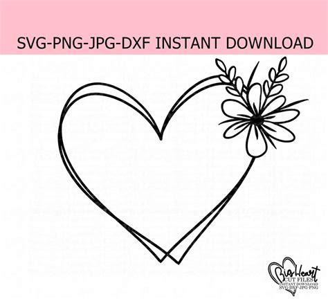 Floral Heart Wreath Svg Png  Dxf Heart Wreath Svg Etsy