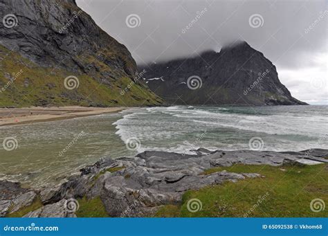 Kvalvika Beach Lofoten Islands Norway Stock Photo Image Of North