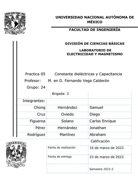 Practica Electricidad Y Magnetismo Universidad Nacional Autnoma De