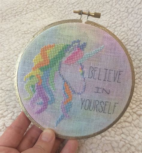 PDF Pattern Unicorn Cross Stitch Pattern Rainbow Unicorn Believe in ...