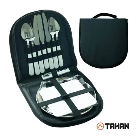 Tahan Stainless Steel Portable Cutlery Set Black Go Outdoor