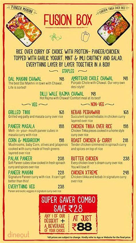 Menu Of Box8 Desi Meals Indiranagar Bangalore Dineout Discovery