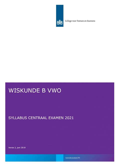 PDF WISKUNDE B VWO Examenblad WISKUNDE B VWO Syllabus