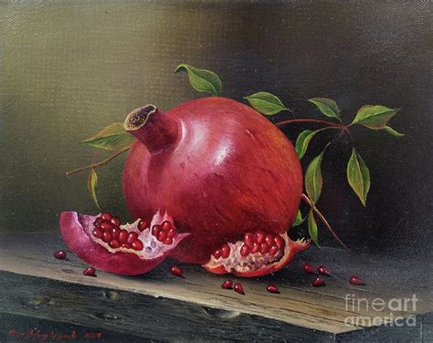 Still Life Pomegranates Painting By Mexak Xazaryan