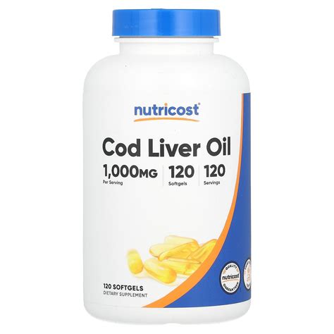 Nutricost Cod Liver Oil 1 000 Mg 120 Softgels