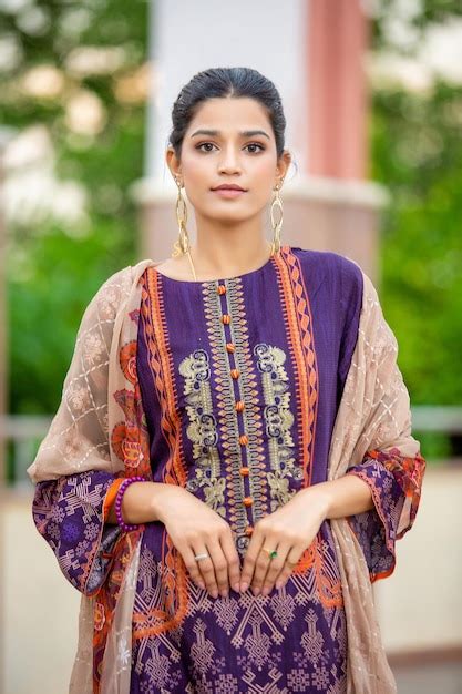 Premium Photo Cute Girl Portrait Wearing Traditional Pakistani Dress