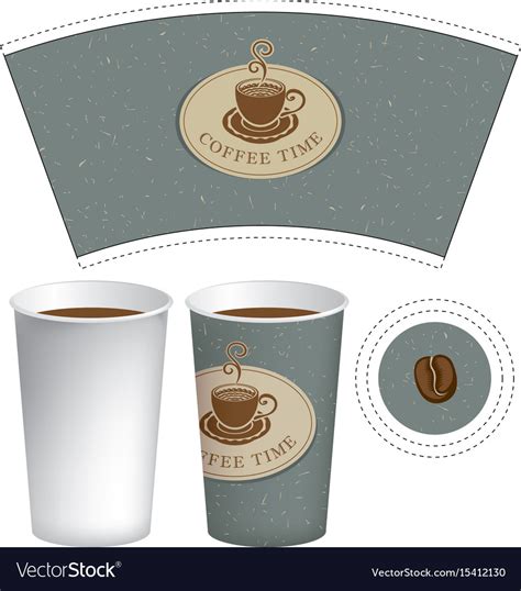 Template Paper Cup For Hot Drink With Coffee Vector Image