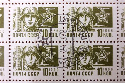 Russia 1966 Sheet Of 100 Stamps 10 Kon Noyta Cccp Soldier Of The Red