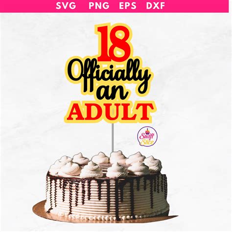 Happy 18th Birthday Cake Topper Svg Eighteen Cake Topper Svg Happy