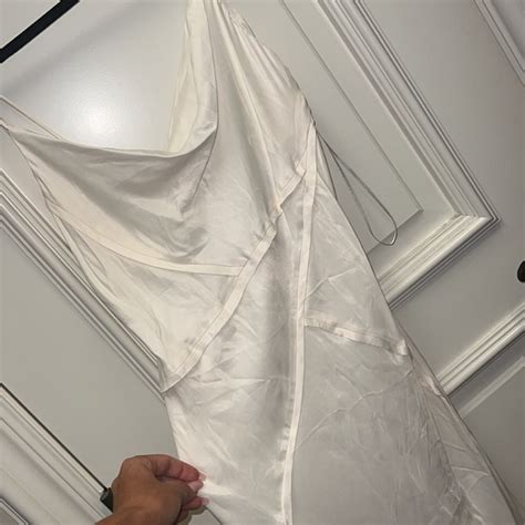 Zara Dresses Zara Satin Oyster White Lingerie Style Dress Midi Cowl