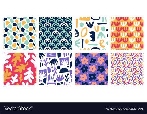 Seamless abstract color shapes patterns modern Vector Image