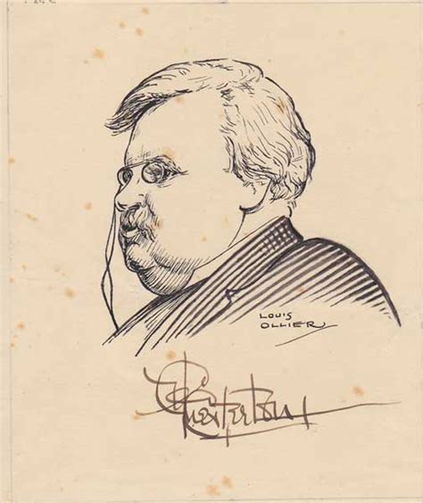 G K Chesterton Signature On Louis Ollier Caricature At Whyte S