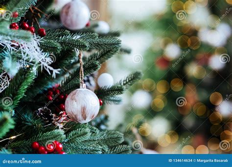 Decorated Christmas Tree on Blurred Background Stock Photo - Image of ...