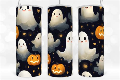 Cute Ghosts Halloween Oz Tumbler Wrap Graphic By Tintin Design