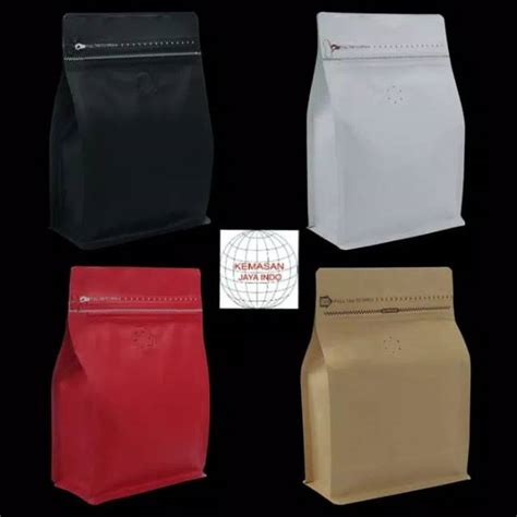 Jual Kemasan Kopi Flat Bottom 300 Gr Zipper N Valve Kemasan Flat Bottom