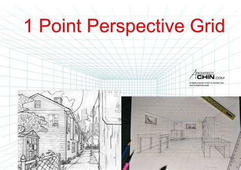 1 Point Perspective Grid Printable, Printable Grid, Drawing Grid, Interior Design Template ...