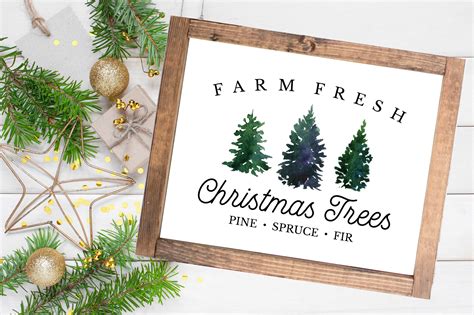 Farm Fresh Christmas Trees Printable Farmhouse Christmas Print Rustic