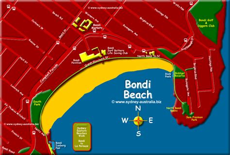 Map Of Bondi Beach With Places To Visit